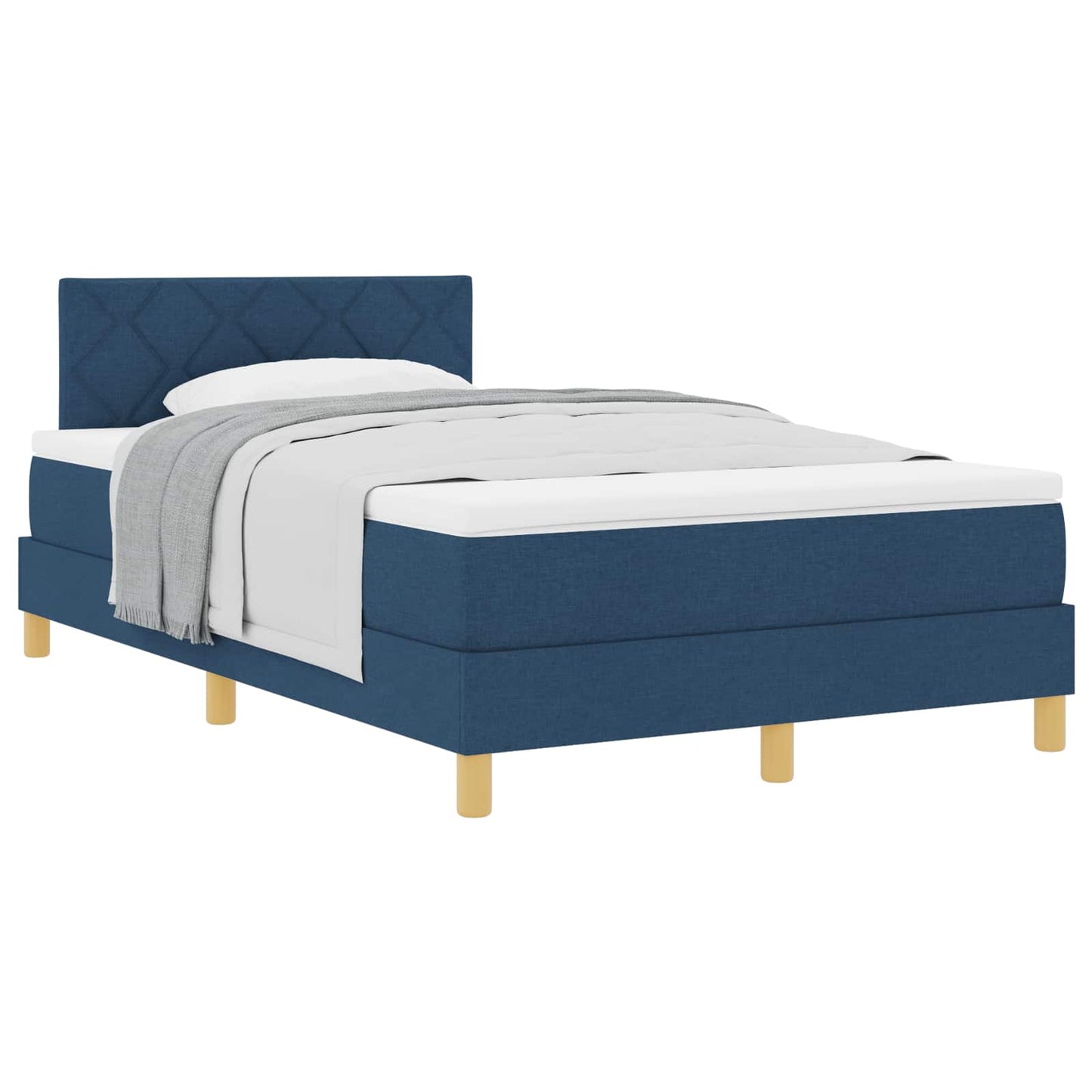 vidaXL Κρεβάτι με ελατήρια με μαξιλάρι Μπλε 120 x 190 cm ύφασμα