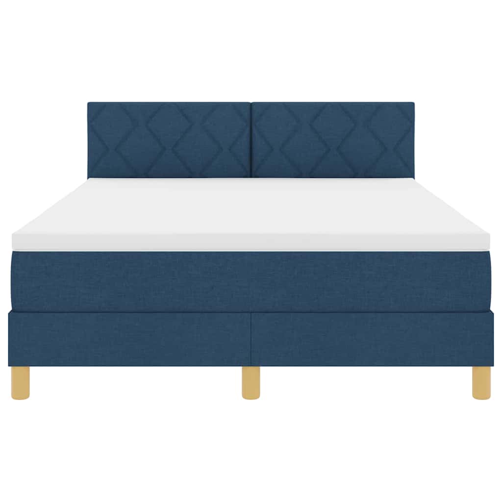 vidaXL Κρεβάτι με ελατήρια με μαξιλάρι Μπλε 140 x 200 cm ύφασμα
