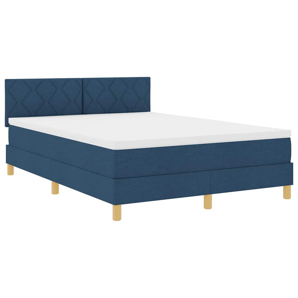 vidaXL Κρεβάτι με ελατήρια με μαξιλάρι Μπλε 160 x 200 cm ύφασμα