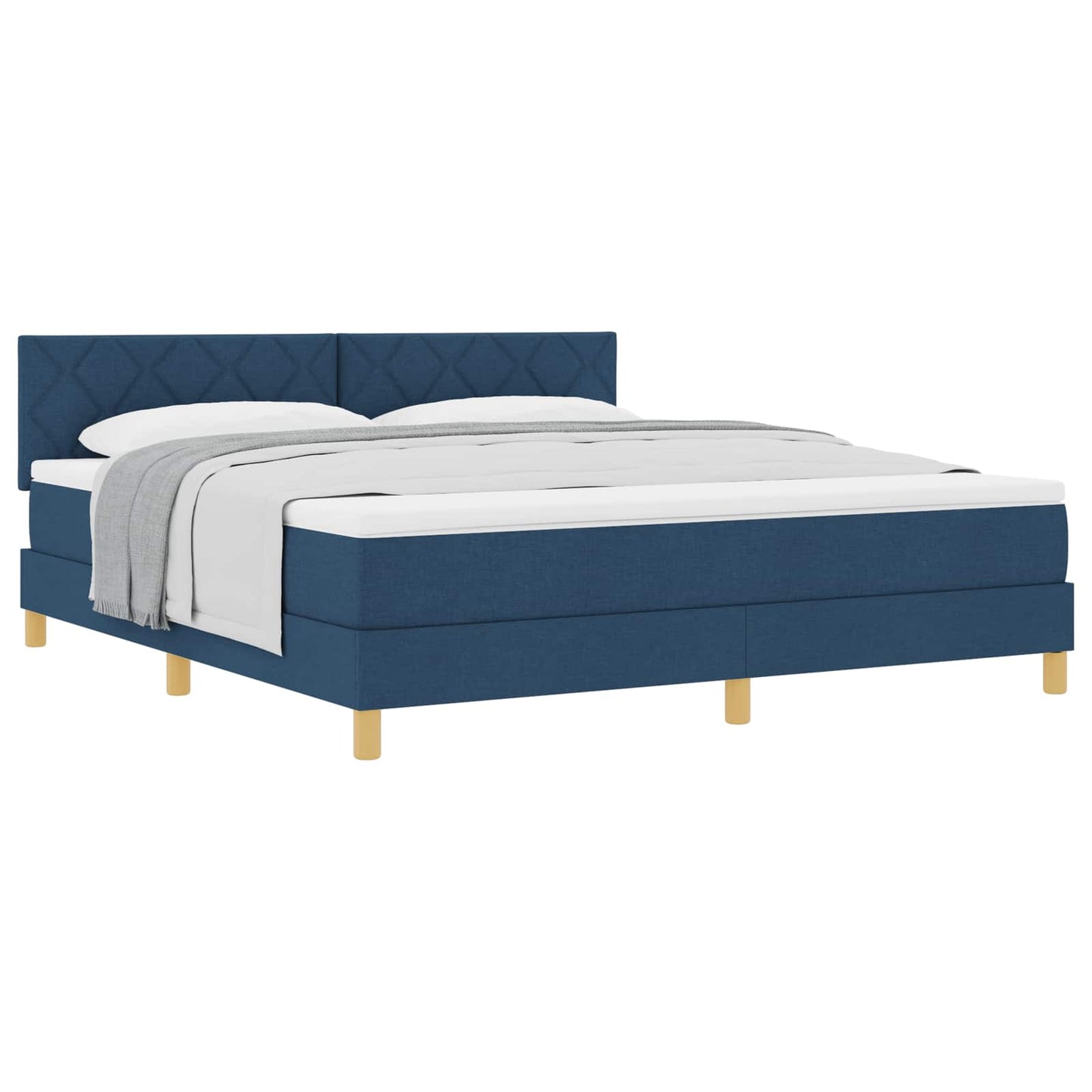 vidaXL Κρεβάτι με ελατήρια με μαξιλάρι Μπλε 180 x 200 cm ύφασμα