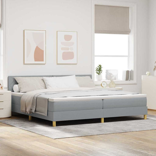 vidaXL Κρεβάτι με ελατήρια Ανοιχτό γκρι 200 x 200 cm ύφασμα