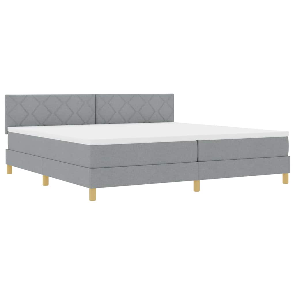 vidaXL Κρεβάτι με ελατήρια Ανοιχτό γκρι 200 x 200 cm ύφασμα