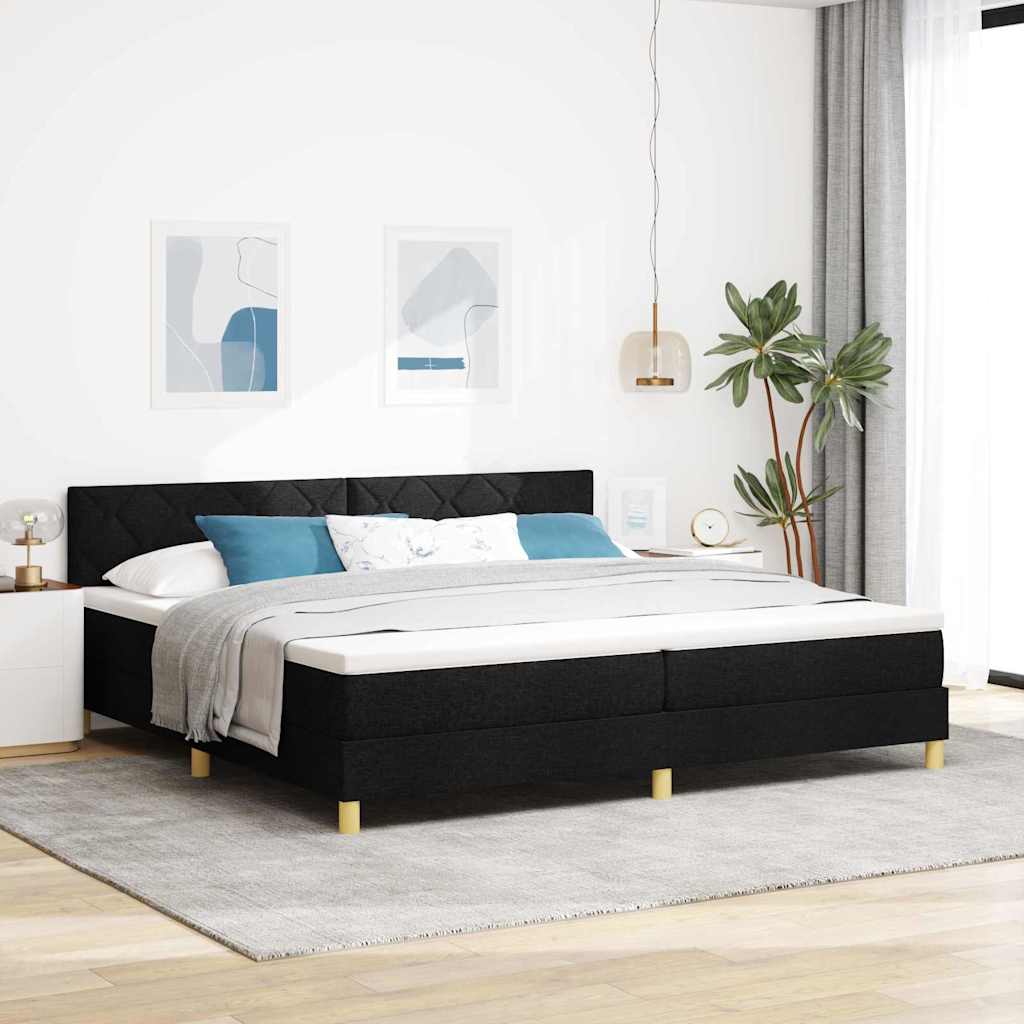 vidaXL Κρεβάτι με ελατήρια με μαξιλάρι Μαύρο 200 x 200 cm ύφασμα