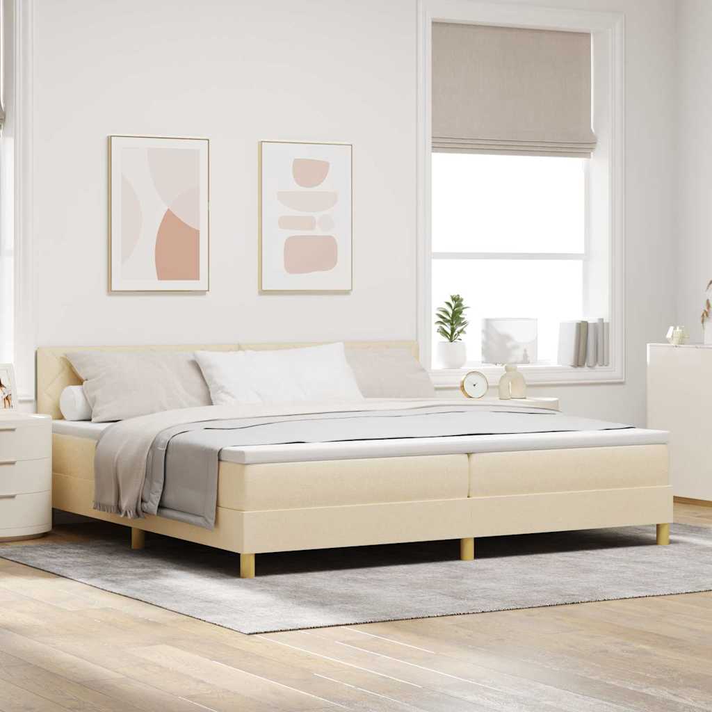 vidaXL Κρεβάτι με ελατήρια με μαξιλάρι Κρεμ 200 x 200 cm ύφασμα