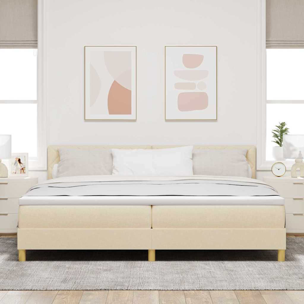 vidaXL Κρεβάτι με ελατήρια με μαξιλάρι Κρεμ 200 x 200 cm ύφασμα