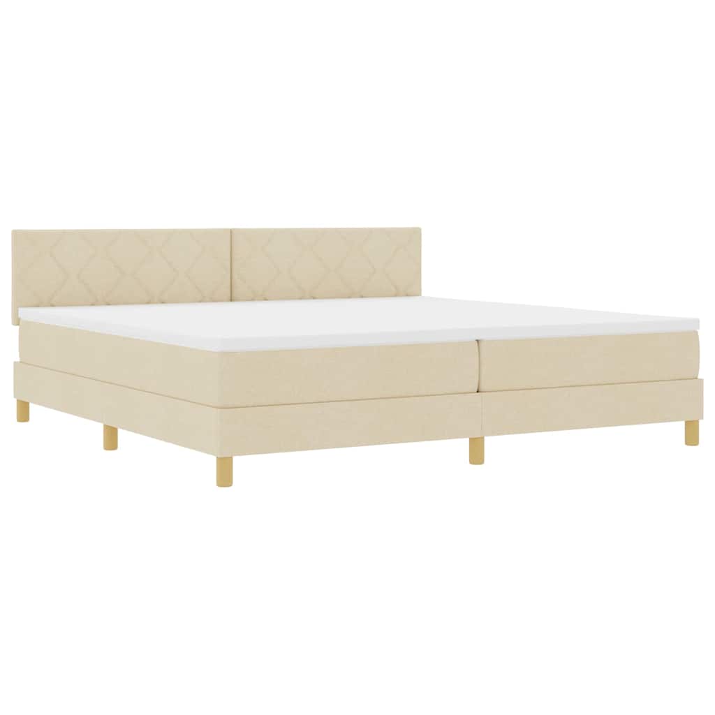 vidaXL Κρεβάτι με ελατήρια με μαξιλάρι Κρεμ 200 x 200 cm ύφασμα