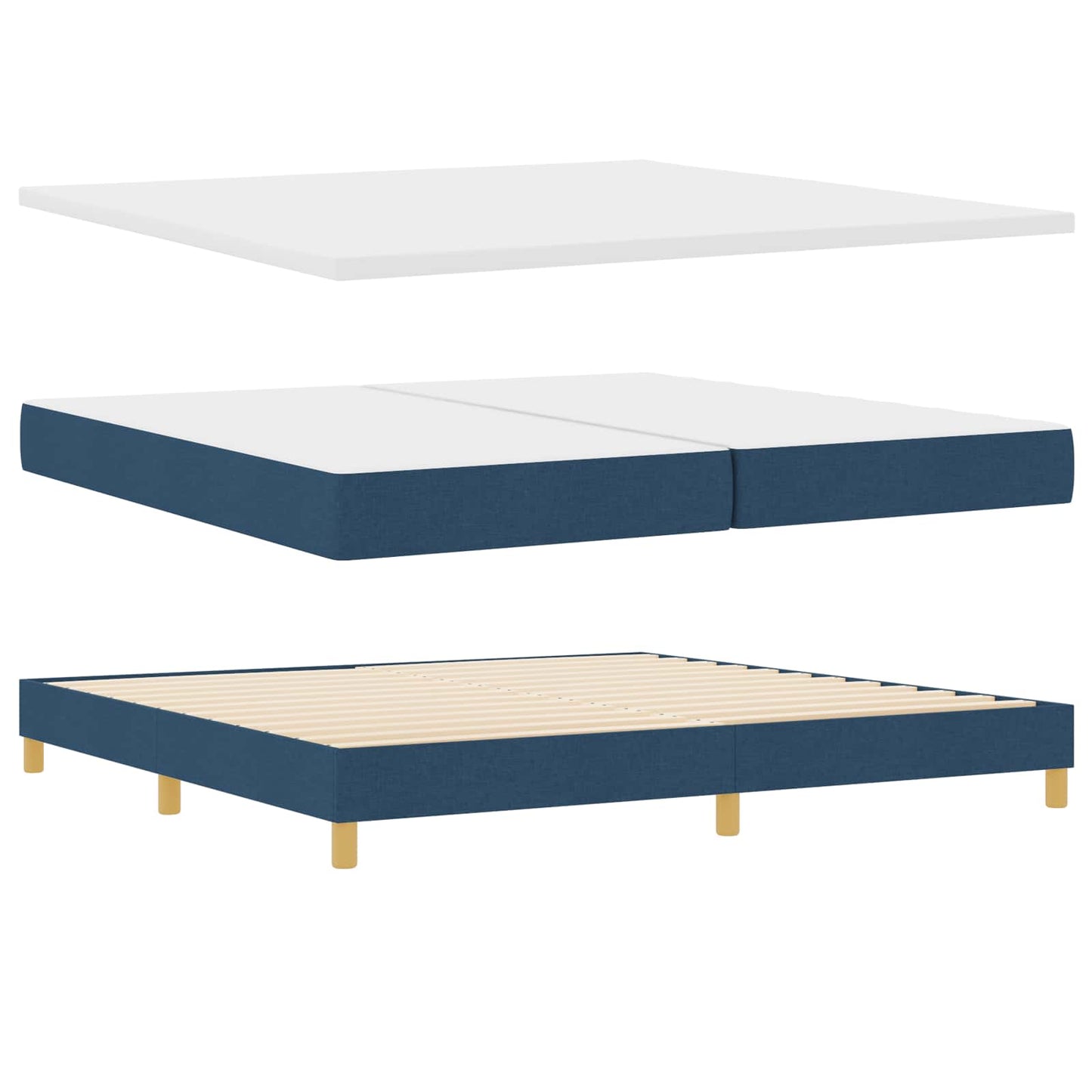 vidaXL Κρεβάτι με ελατήρια με μαξιλάρι Μπλε 200 x 200 cm ύφασμα