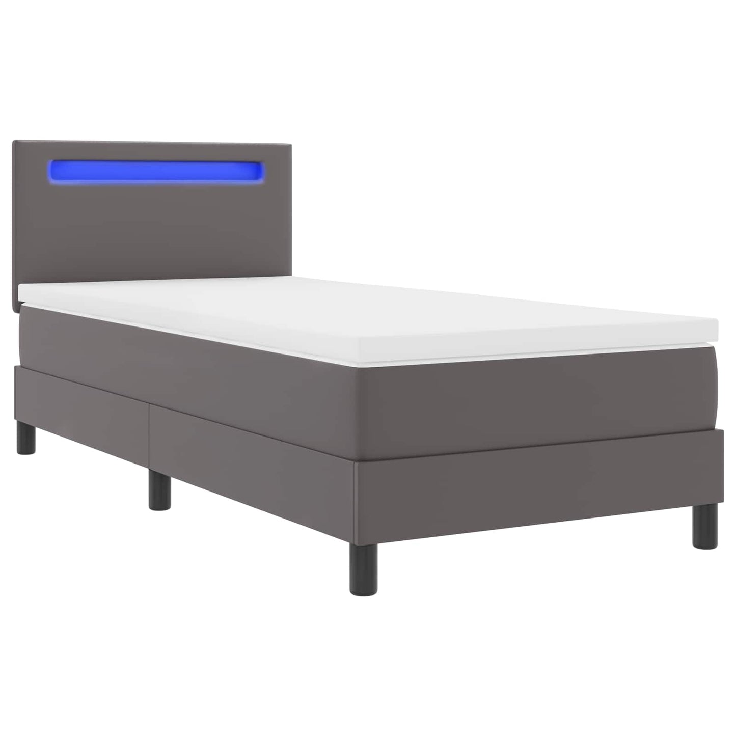 vidaXL Κρεβάτι με ελατήρια με στρώμα Γκρι 90 x 190 cm Τεχνητό δέρμα