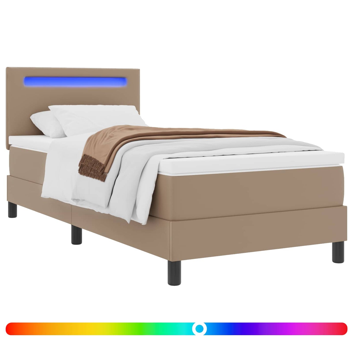 vidaXL Κρεβάτι με ελατήρια Καπουτσίνο 90 x 190 cm Τεχνητό δέρμα