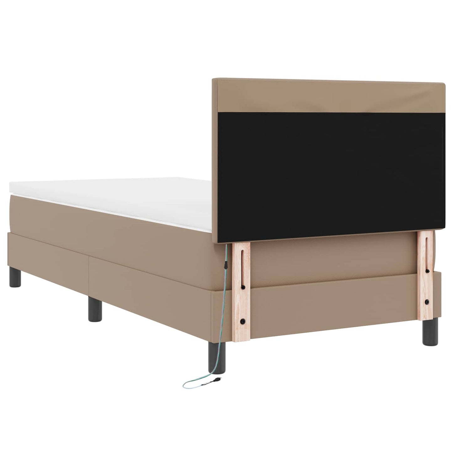 vidaXL Κρεβάτι με ελατήρια Καπουτσίνο 90 x 190 cm Τεχνητό δέρμα
