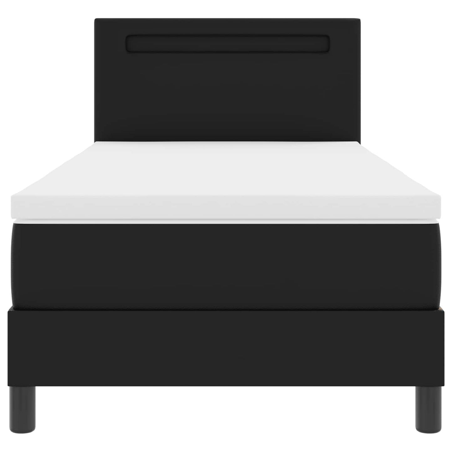 vidaXL Κρεβάτι με ελατήρια με στρώμα Μαύρο 90 x 200 cm Τεχνητό δέρμα