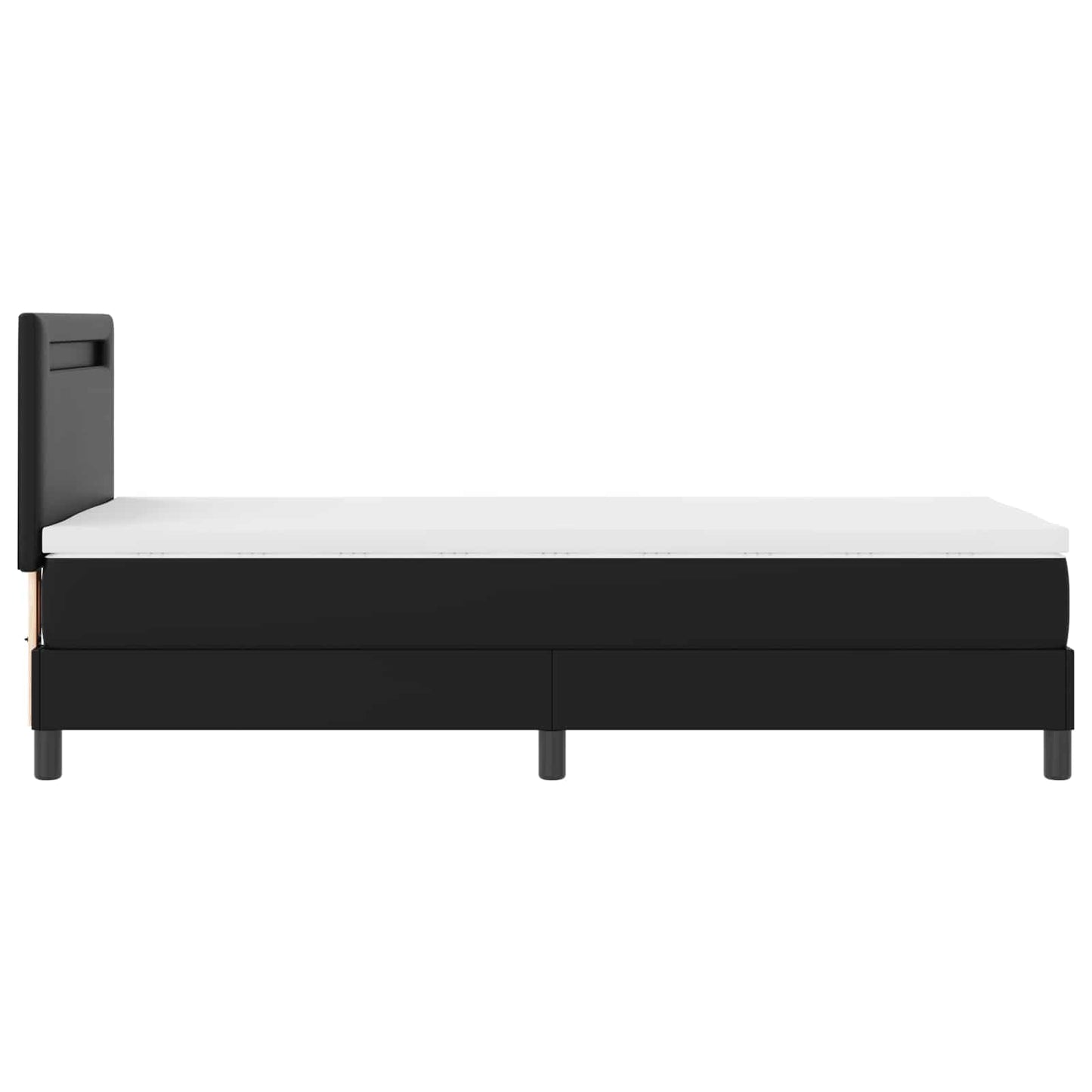 vidaXL Κρεβάτι με ελατήρια με στρώμα Μαύρο 90 x 200 cm Τεχνητό δέρμα