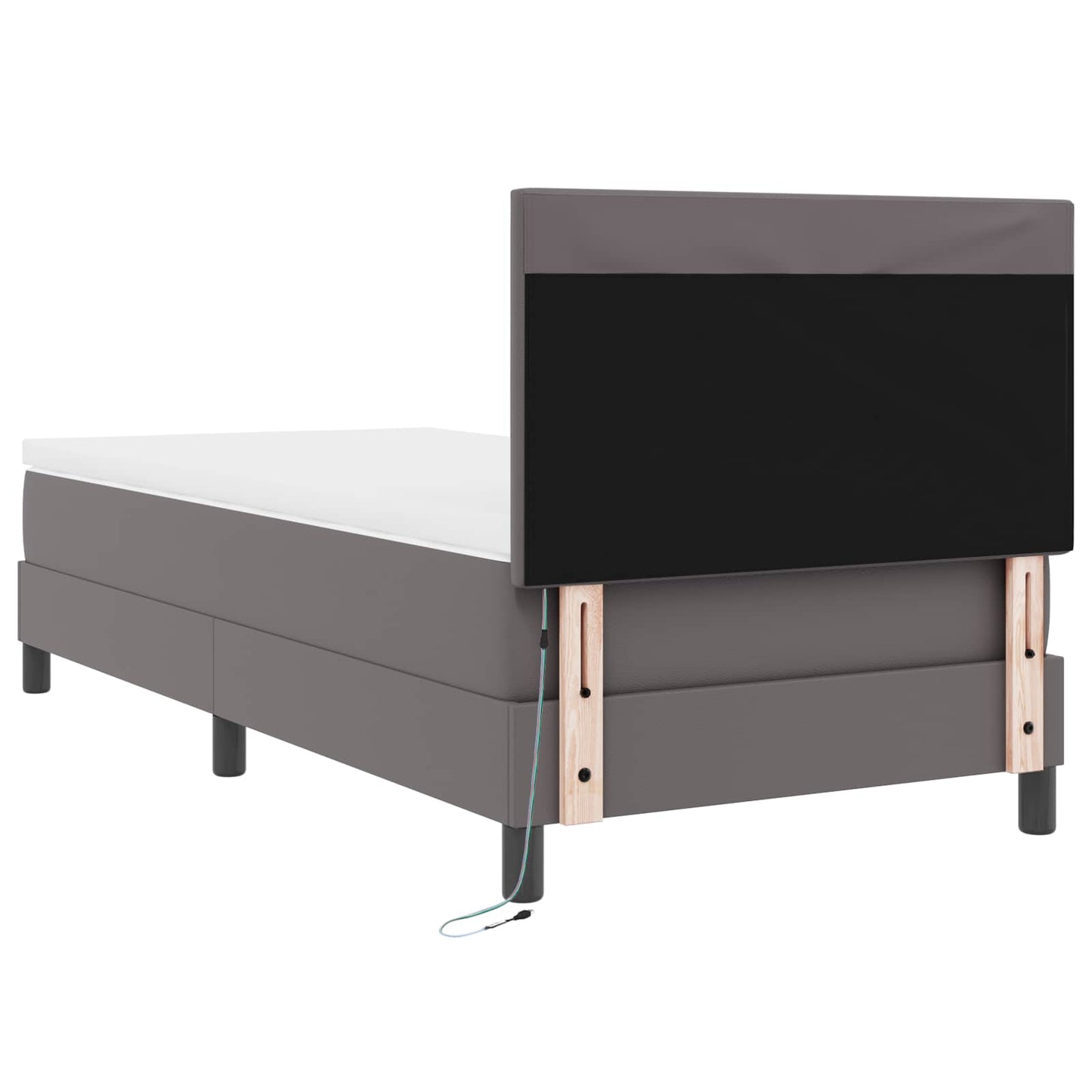 vidaXL Κρεβάτι με ελατήρια με στρώμα Γκρι 90 x 200 cm Τεχνητό δέρμα