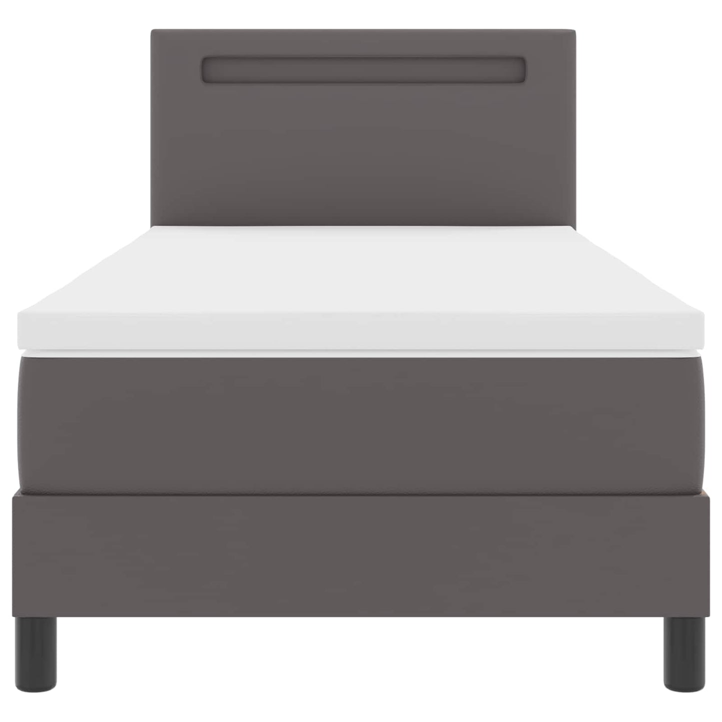 vidaXL Κρεβάτι με ελατήρια με στρώμα Γκρι 90 x 200 cm Τεχνητό δέρμα