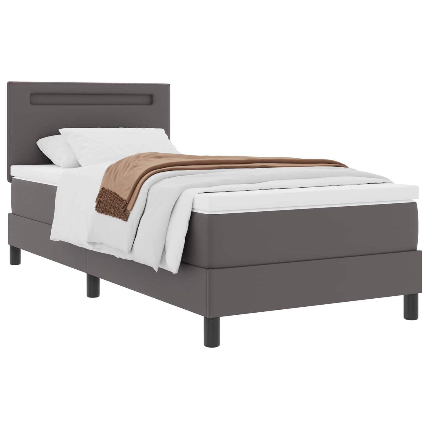 vidaXL Κρεβάτι με ελατήρια με στρώμα Γκρι 90 x 200 cm Τεχνητό δέρμα