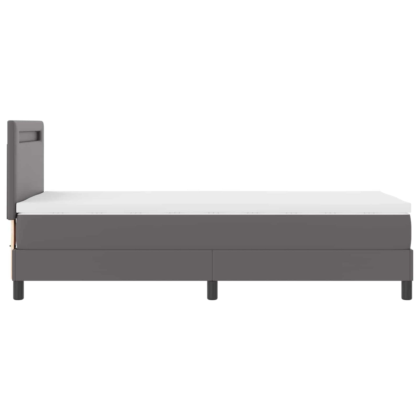 vidaXL Κρεβάτι με ελατήρια με στρώμα Γκρι 90 x 200 cm Τεχνητό δέρμα