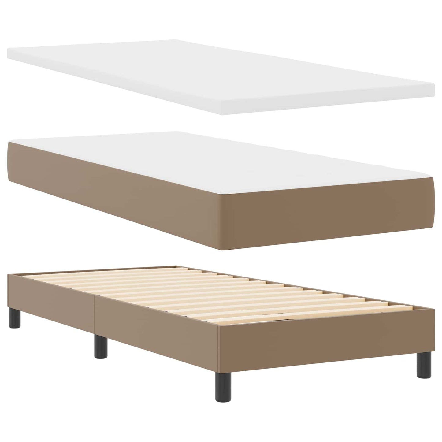 vidaXL Κρεβάτι με ελατήρια Καπουτσίνο 90 x 200 cm Τεχνητό δέρμα