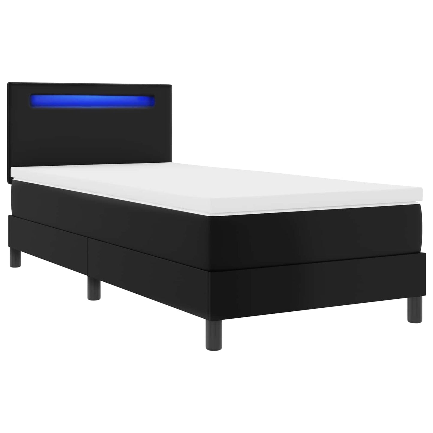 vidaXL Κρεβάτι με ελατήρια με στρώμα Μαύρο 100 x 200 cm Τεχνητό δέρμα