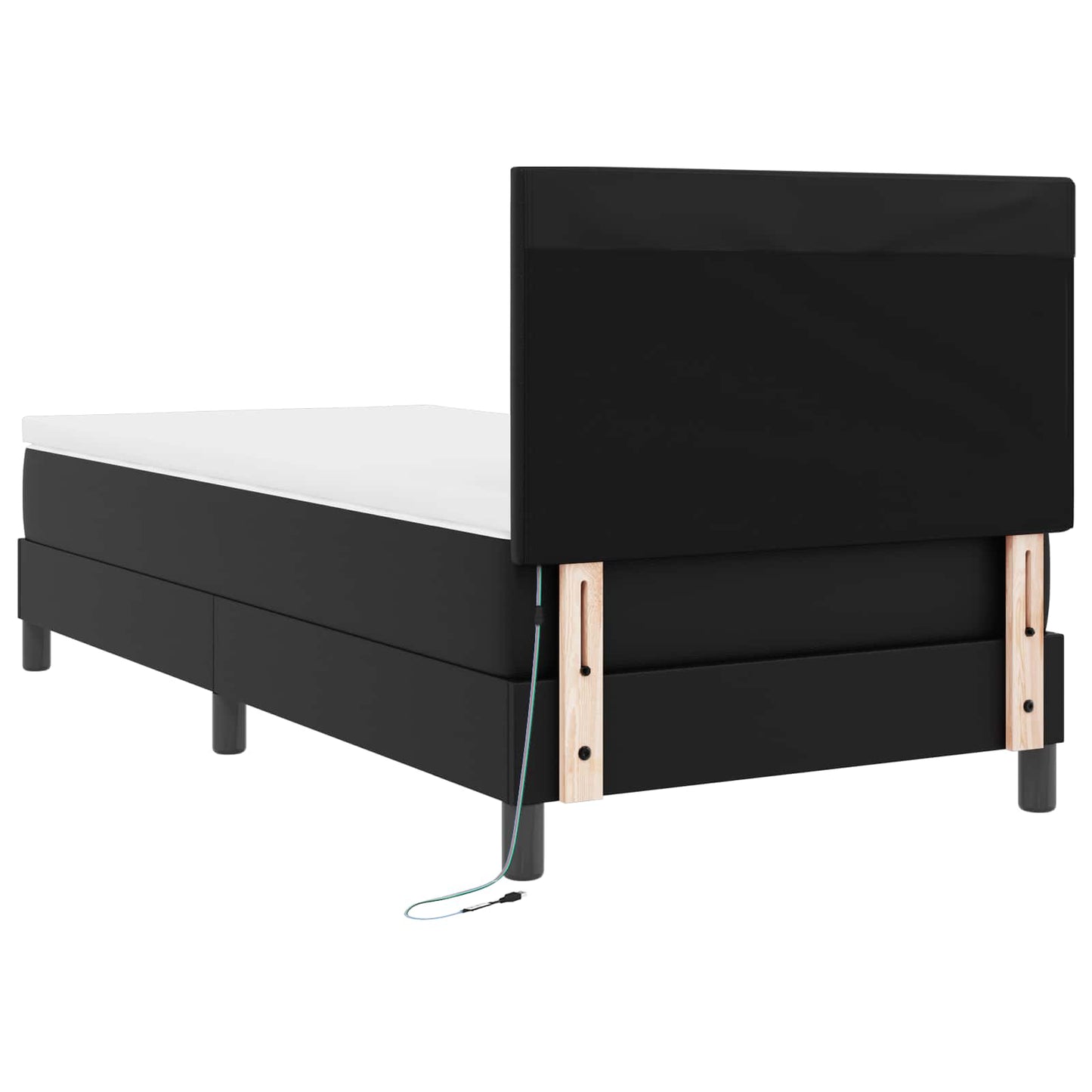 vidaXL Κρεβάτι με ελατήρια με στρώμα Μαύρο 100 x 200 cm Τεχνητό δέρμα