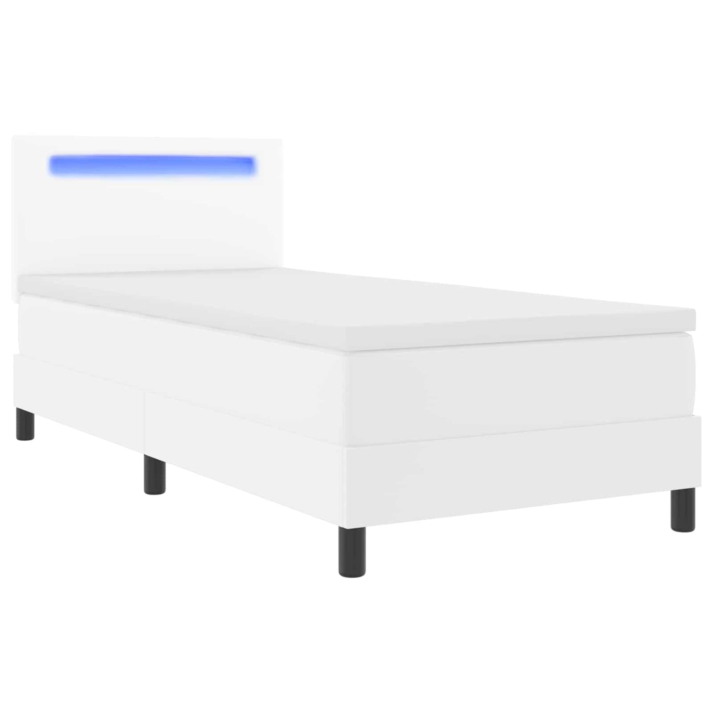 vidaXL Κρεβάτι με ελατήρια με στρώμα Λευκό 100 x 200 cm Τεχνητό δέρμα