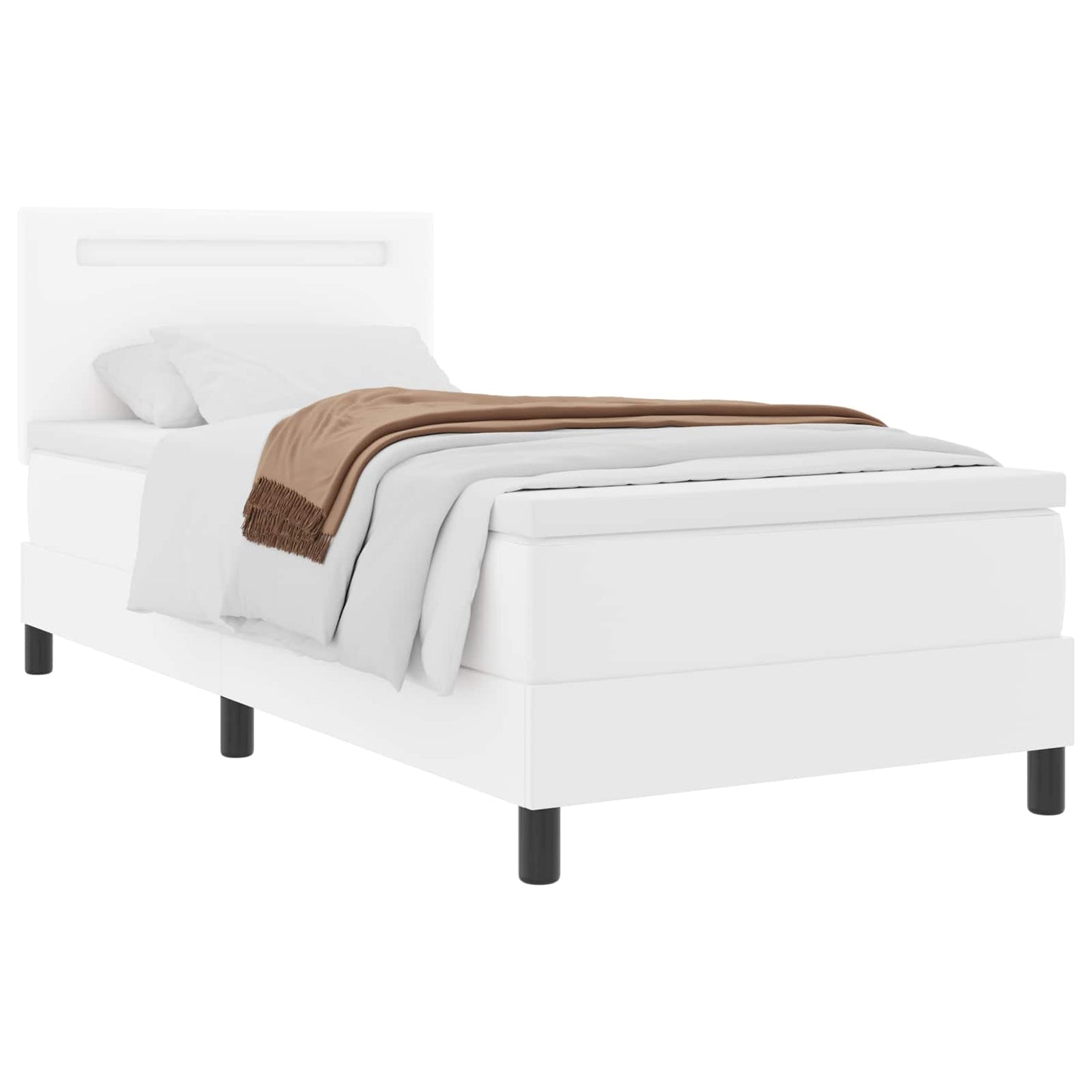 vidaXL Κρεβάτι με ελατήρια με στρώμα Λευκό 100 x 200 cm Τεχνητό δέρμα