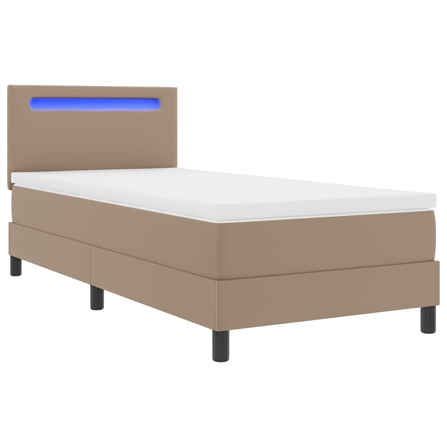 vidaXL Κρεβάτι με ελατήρια Καπουτσίνο 100 x 200 cm Τεχνητό δέρμα