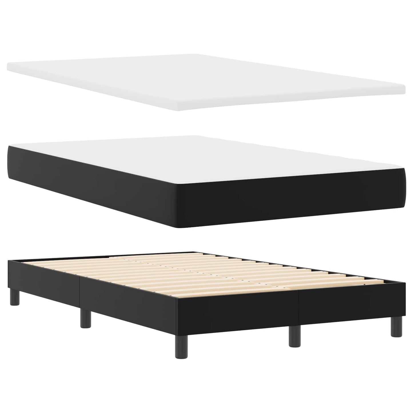 vidaXL Κρεβάτι με ελατήρια με στρώμα Μαύρο 120 x 190 cm Τεχνητό δέρμα