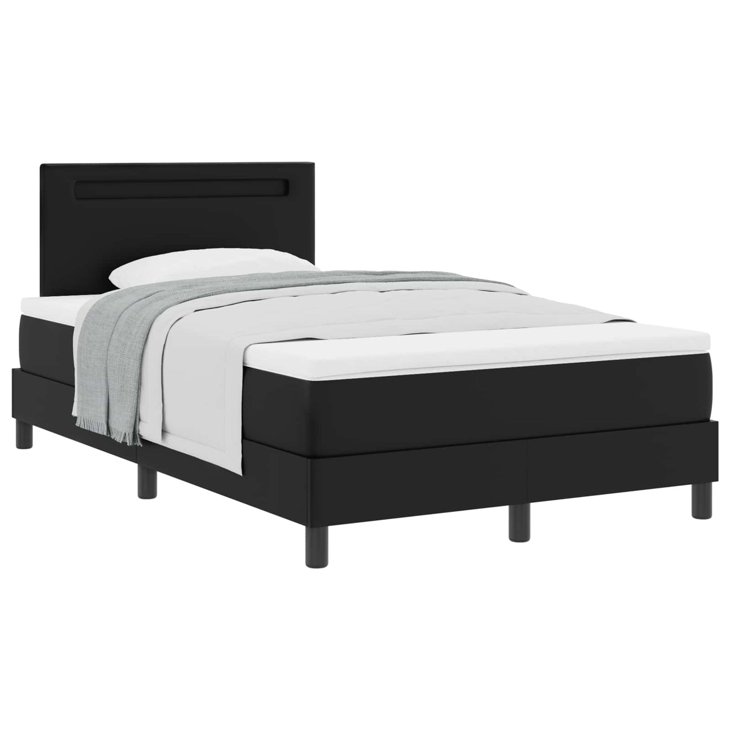 vidaXL Κρεβάτι με ελατήρια με στρώμα Μαύρο 120 x 190 cm Τεχνητό δέρμα