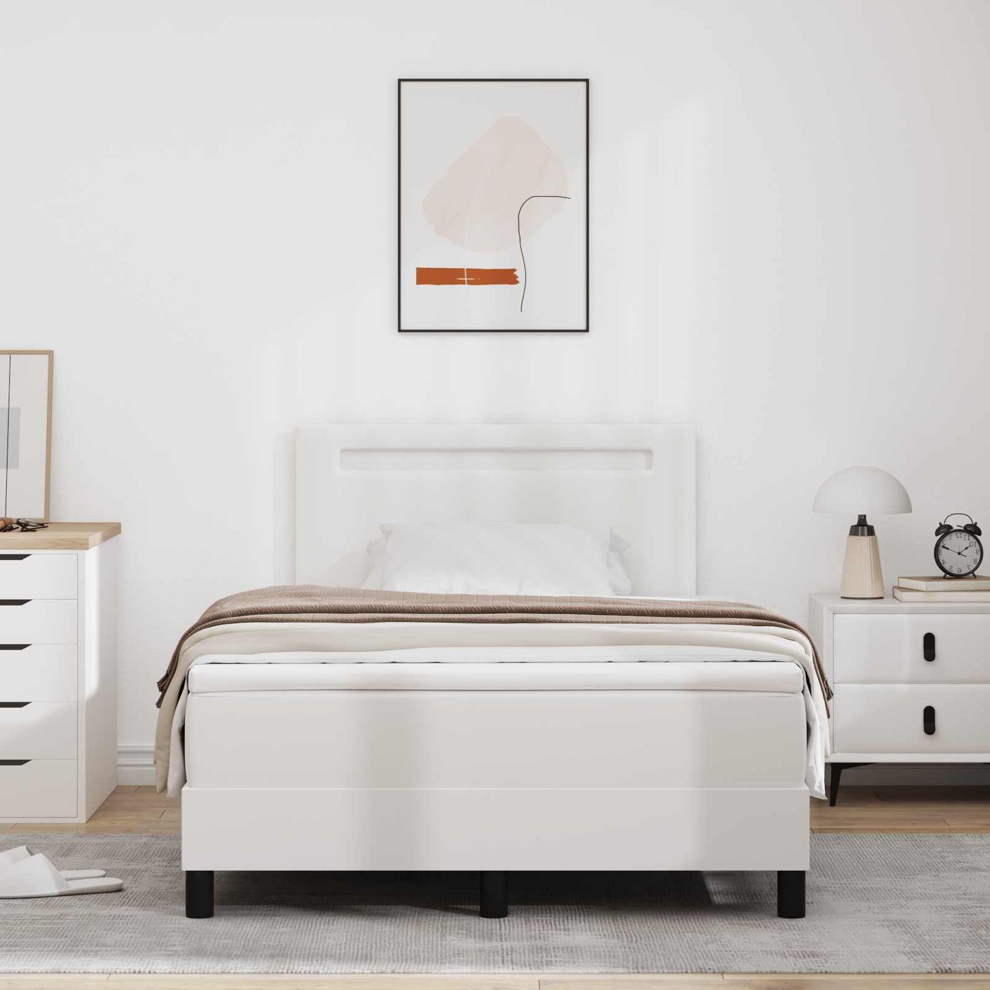 vidaXL Κρεβάτι με ελατήρια με στρώμα Λευκό 120 x 190 cm Τεχνητό δέρμα