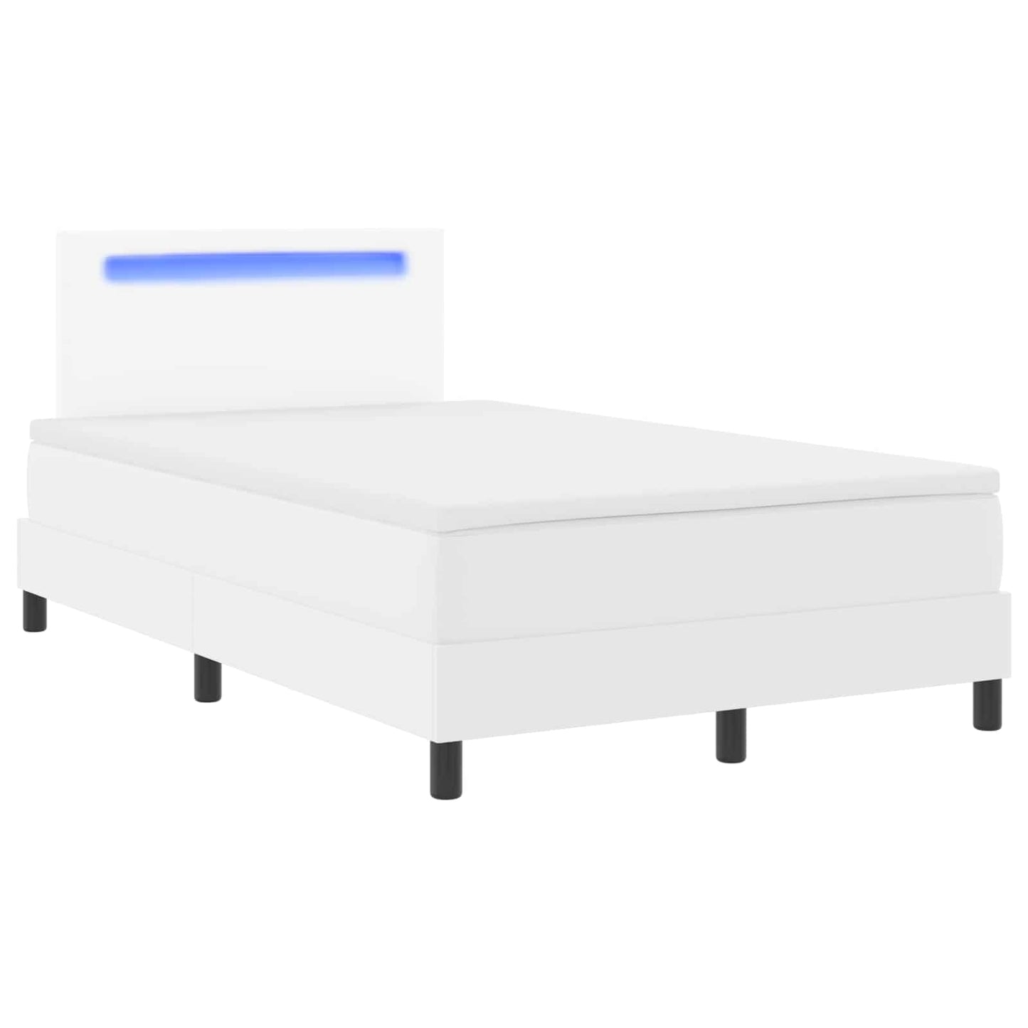 vidaXL Κρεβάτι με ελατήρια με στρώμα Λευκό 120 x 190 cm Τεχνητό δέρμα