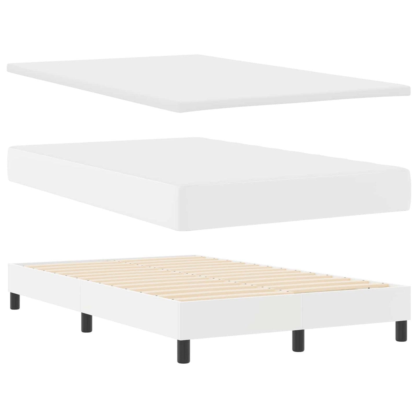 vidaXL Κρεβάτι με ελατήρια με στρώμα Λευκό 120 x 190 cm Τεχνητό δέρμα