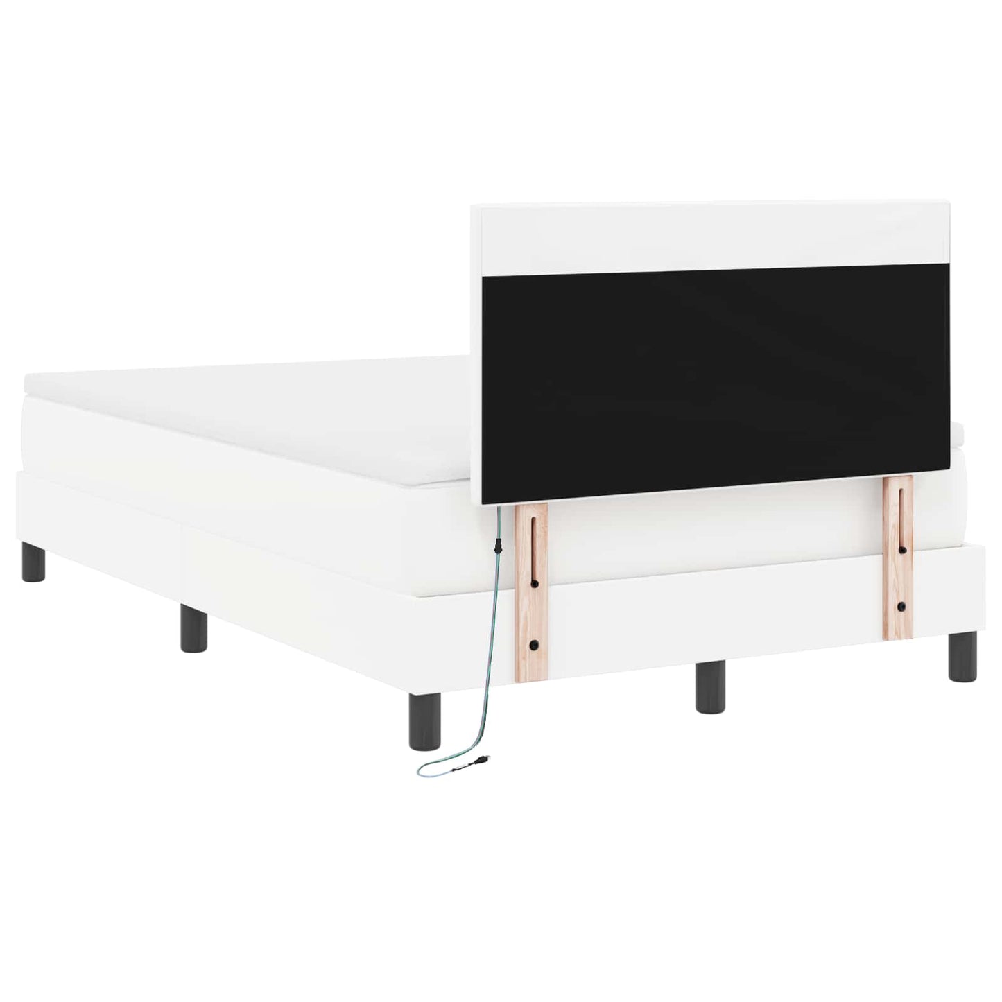 vidaXL Κρεβάτι με ελατήρια με στρώμα Λευκό 120 x 190 cm Τεχνητό δέρμα