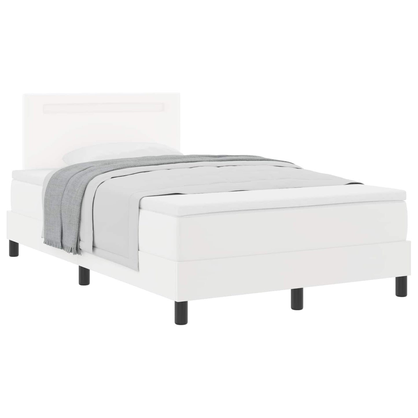 vidaXL Κρεβάτι με ελατήρια με στρώμα Λευκό 120 x 190 cm Τεχνητό δέρμα