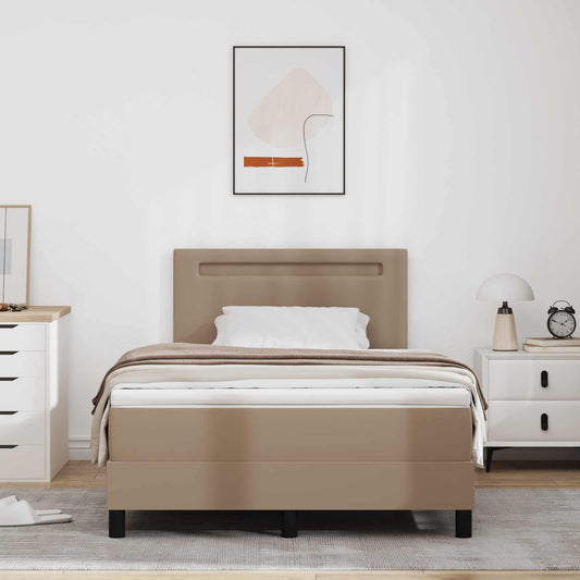 vidaXL Κρεβάτι με ελατήρια Καπουτσίνο 120 x 190 cm Τεχνητό δέρμα