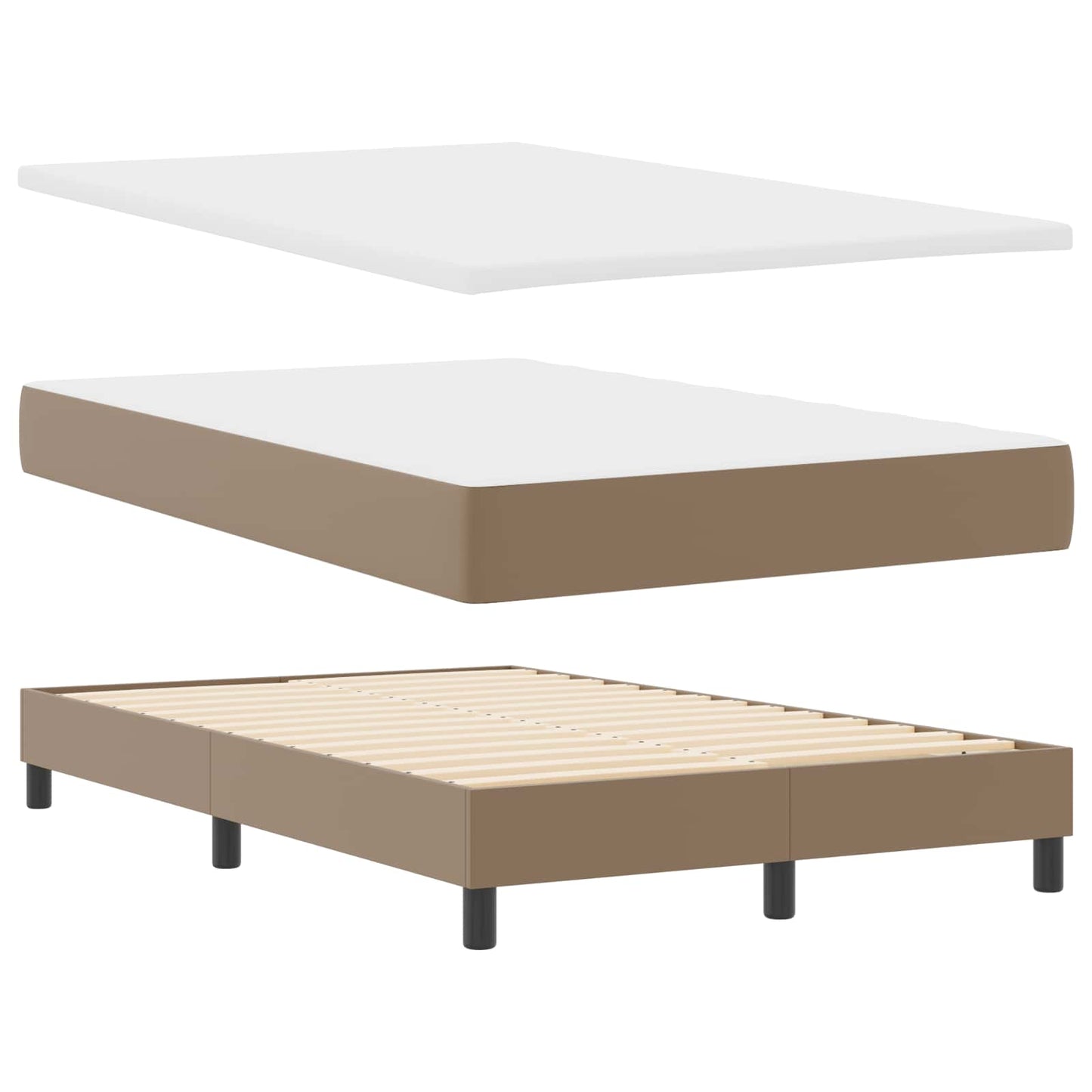vidaXL Κρεβάτι με ελατήρια Καπουτσίνο 120 x 190 cm Τεχνητό δέρμα