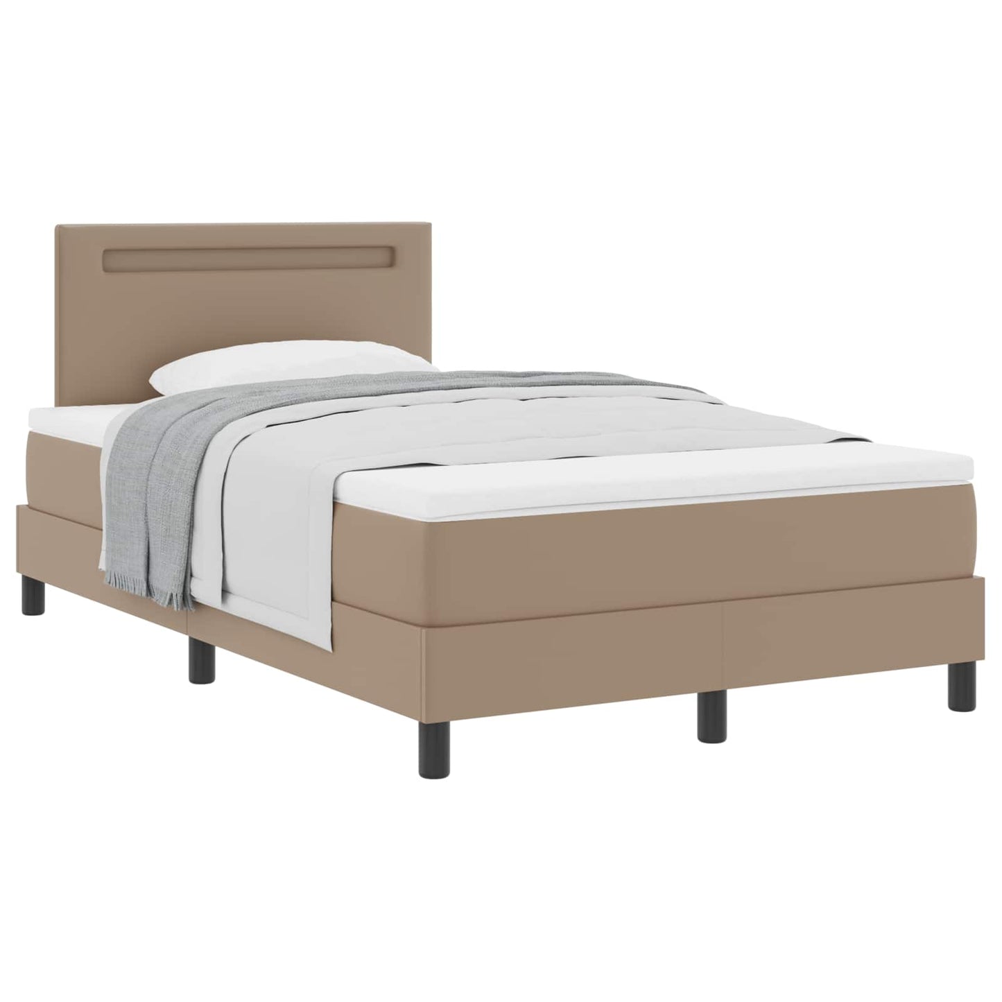 vidaXL Κρεβάτι με ελατήρια Καπουτσίνο 120 x 190 cm Τεχνητό δέρμα