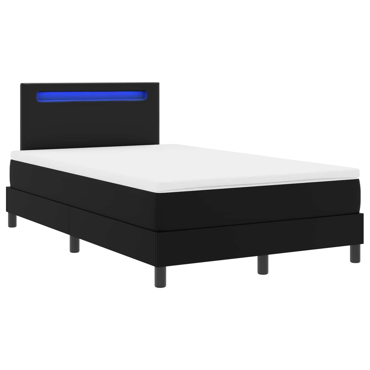 vidaXL Κρεβάτι με ελατήρια με στρώμα Μαύρο 120 x 200 cm Τεχνητό δέρμα