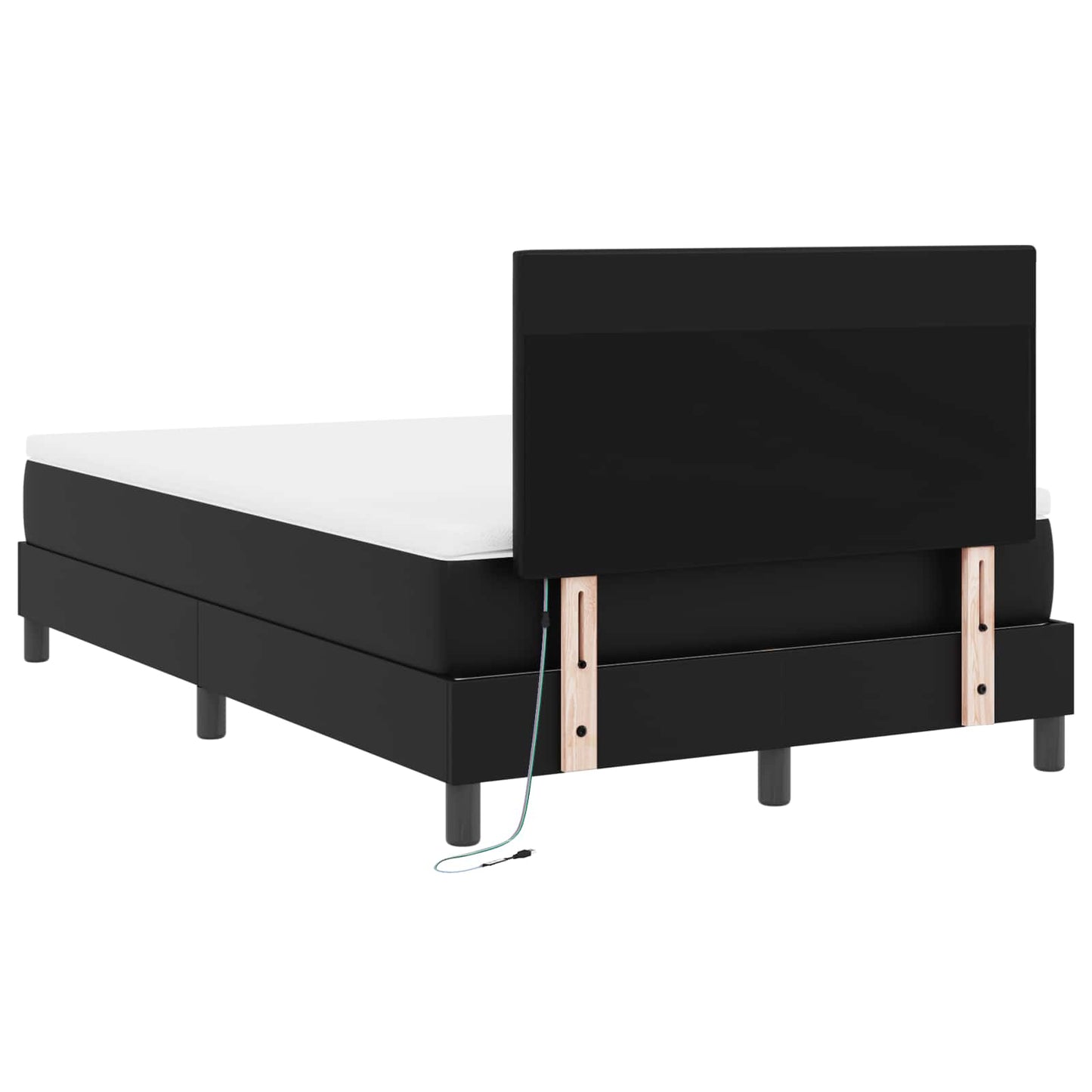 vidaXL Κρεβάτι με ελατήρια με στρώμα Μαύρο 120 x 200 cm Τεχνητό δέρμα