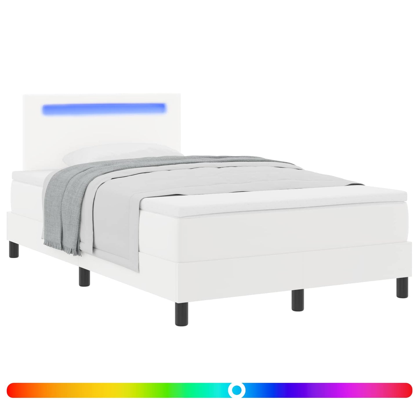 vidaXL Κρεβάτι με ελατήρια με στρώμα Λευκό 120 x 200 cm Τεχνητό δέρμα