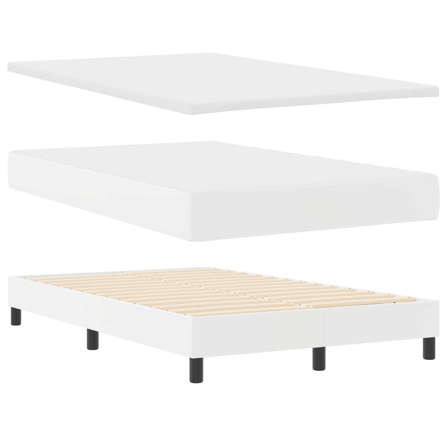 vidaXL Κρεβάτι με ελατήρια με στρώμα Λευκό 120 x 200 cm Τεχνητό δέρμα