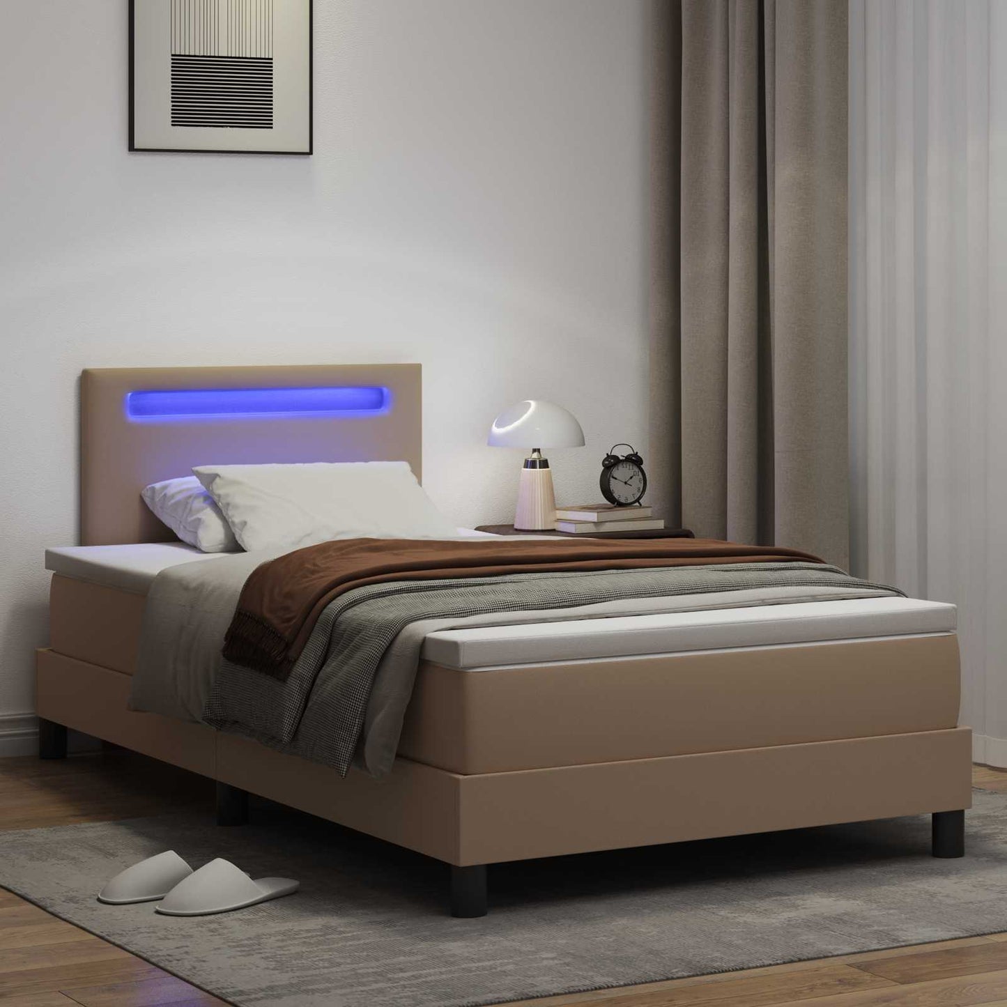 vidaXL Κρεβάτι με ελατήρια Καπουτσίνο 120 x 200 cm Τεχνητό δέρμα