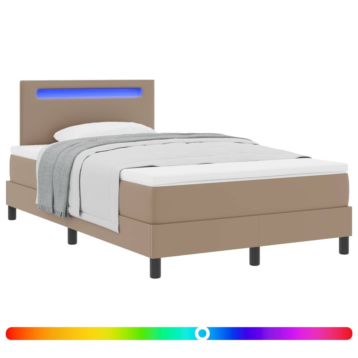 vidaXL Κρεβάτι με ελατήρια Καπουτσίνο 120 x 200 cm Τεχνητό δέρμα