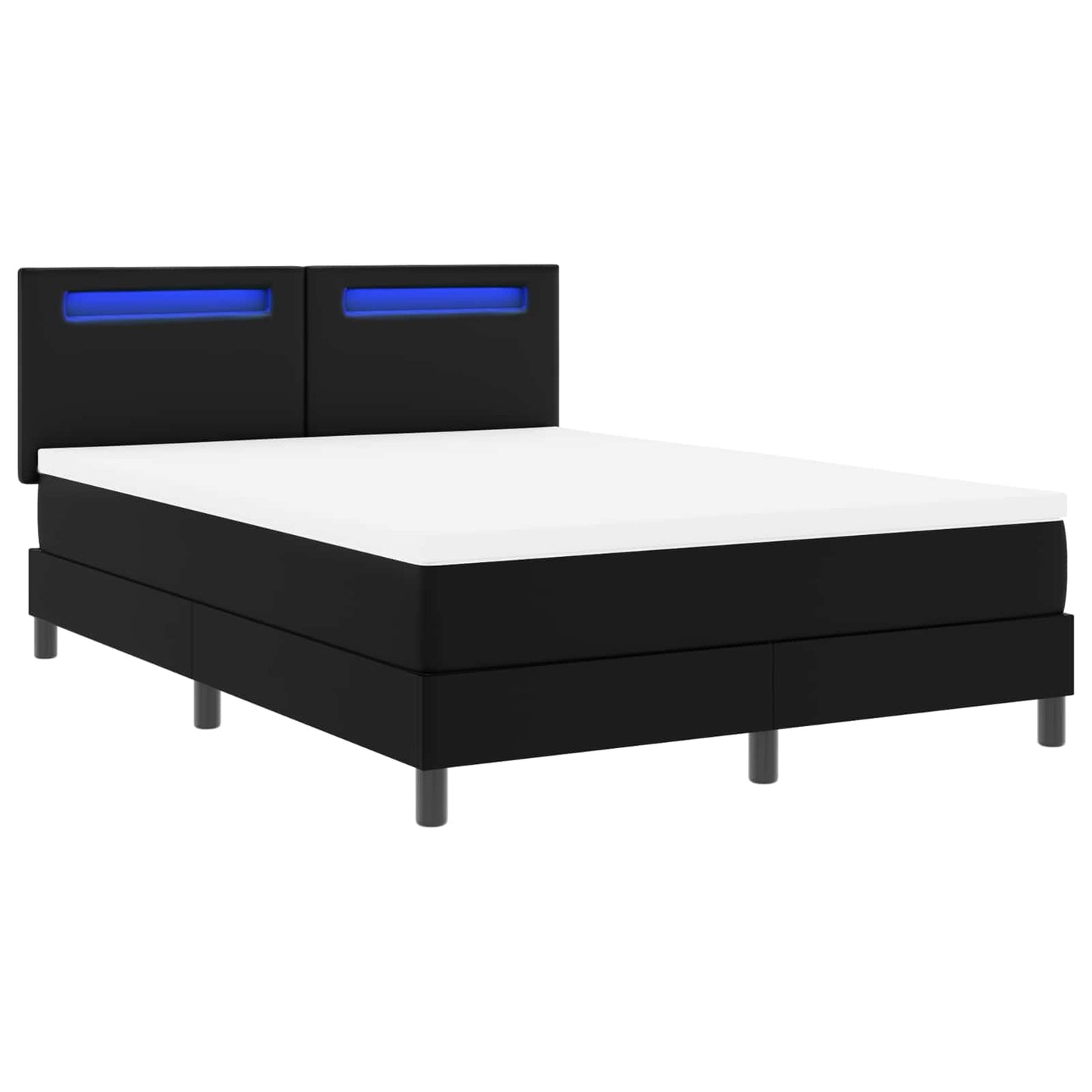 vidaXL Κρεβάτι με ελατήρια με στρώμα Μαύρο 140 x 190 cm Τεχνητό δέρμα