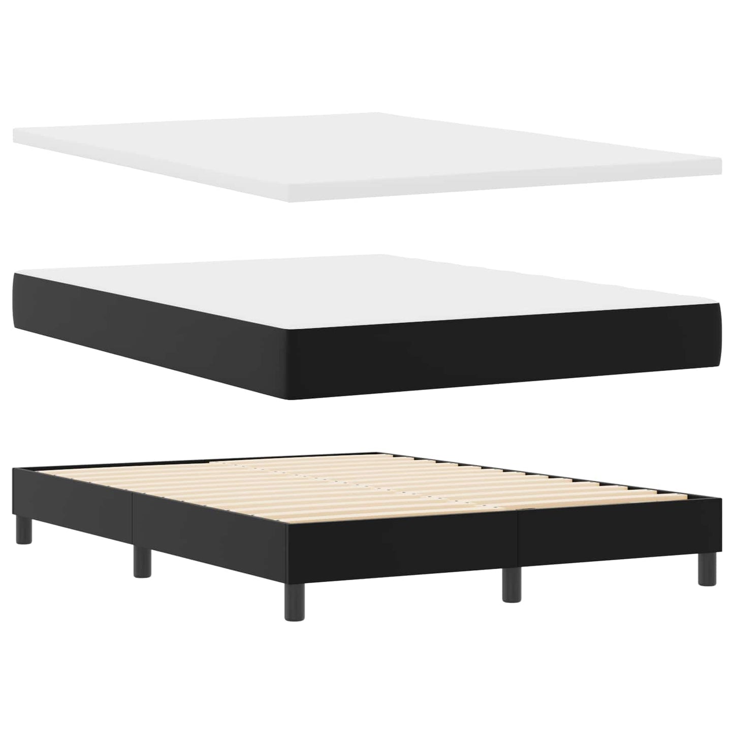 vidaXL Κρεβάτι με ελατήρια με στρώμα Μαύρο 140 x 190 cm Τεχνητό δέρμα