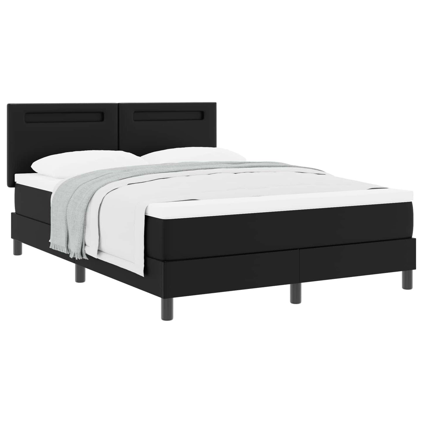 vidaXL Κρεβάτι με ελατήρια με στρώμα Μαύρο 140 x 200 cm Τεχνητό δέρμα