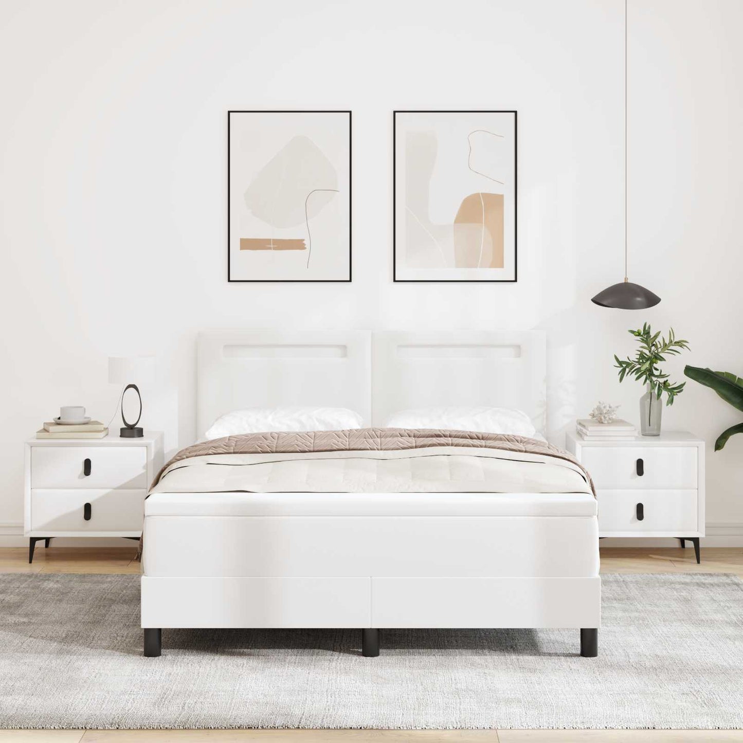 vidaXL Κρεβάτι με ελατήρια με στρώμα Λευκό 160 x 200 cm Τεχνητό δέρμα