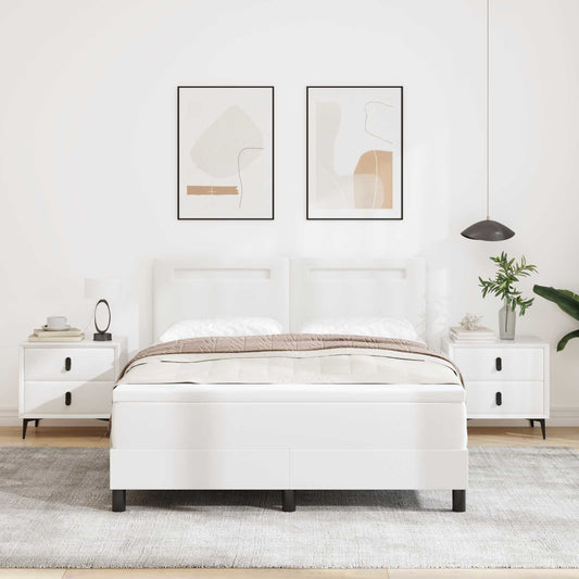 vidaXL Κρεβάτι με ελατήρια με στρώμα Λευκό 160 x 200 cm Τεχνητό δέρμα