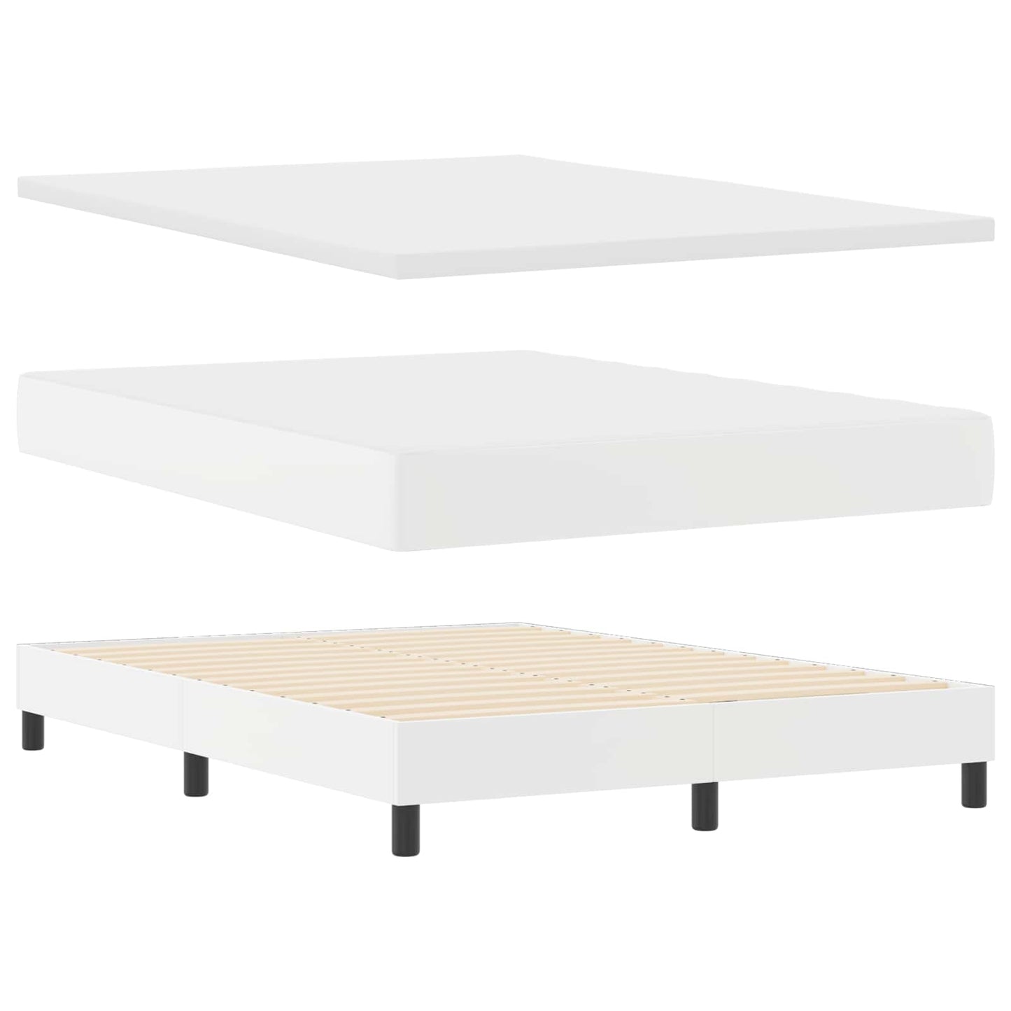 vidaXL Κρεβάτι με ελατήρια με στρώμα Λευκό 160 x 200 cm Τεχνητό δέρμα