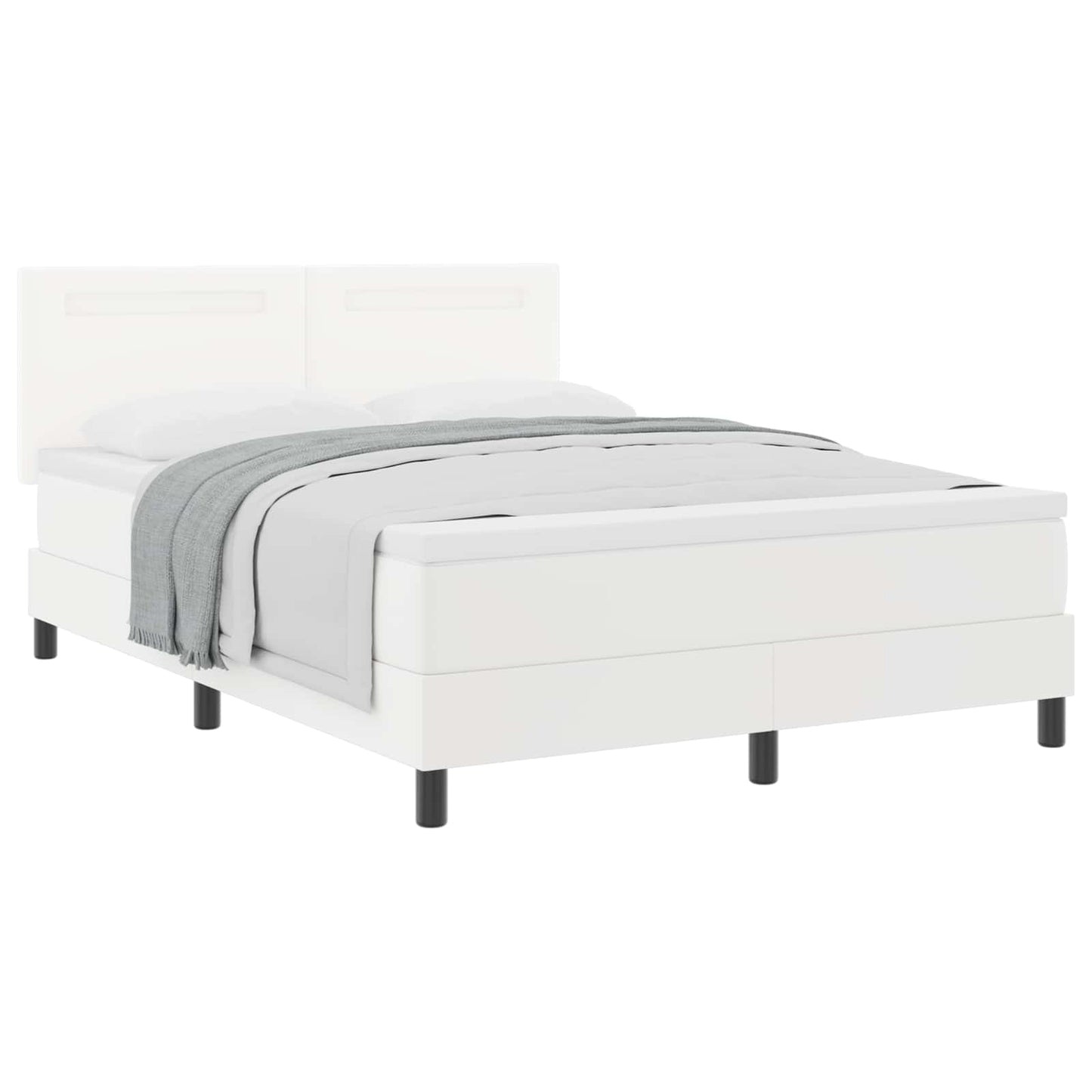 vidaXL Κρεβάτι με ελατήρια με στρώμα Λευκό 160 x 200 cm Τεχνητό δέρμα