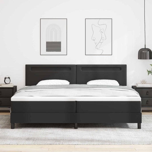 vidaXL Κρεβάτι με ελατήρια με στρώμα Μαύρο 200 x 200 cm Τεχνητό δέρμα